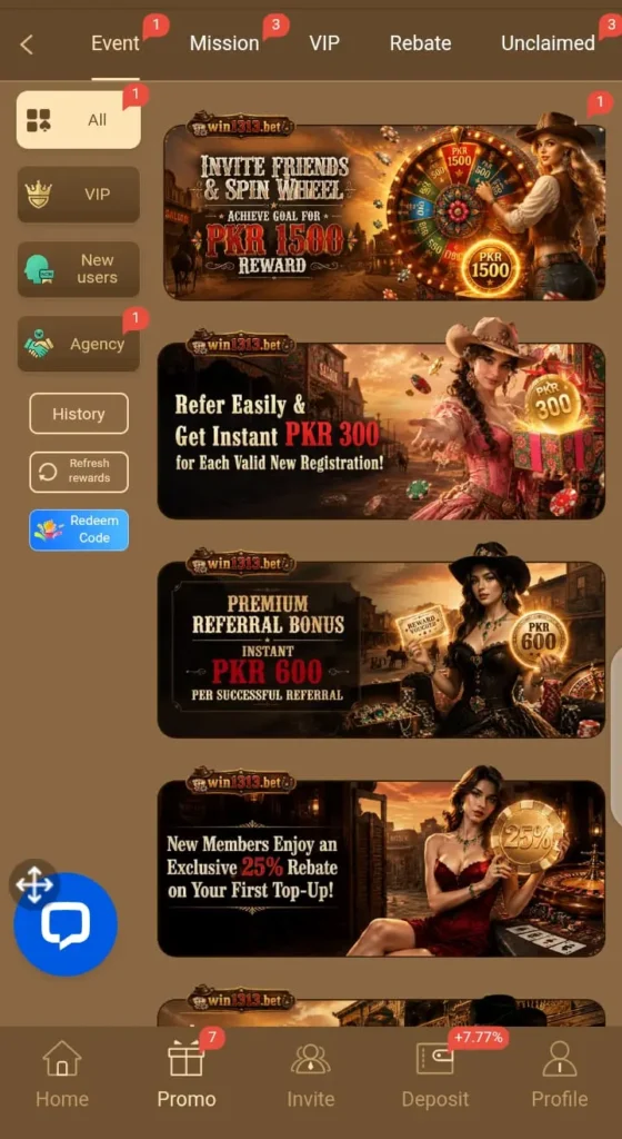 Win1313 Bonuses