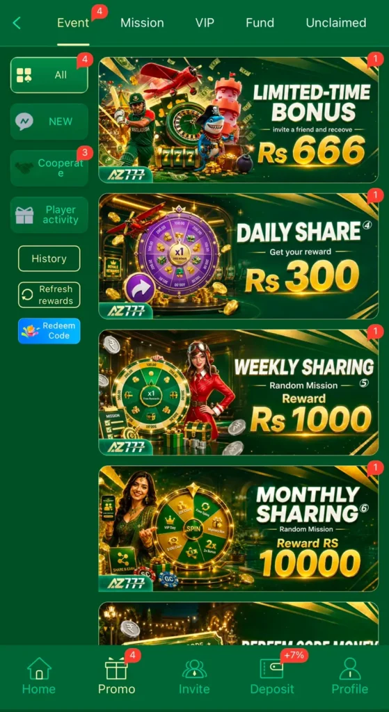 AZ777 Bonuses